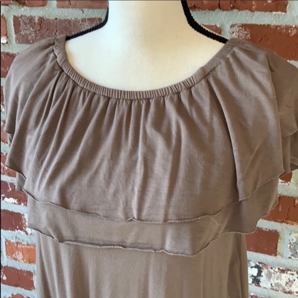 132. Soft Surroundings Double Ruffle Top in Brown - Picture 3 of 7